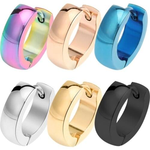 2PCS Fashion Unisex Hoop Earring Small Creoles 4x12.5mm Stainless Steel Highly Polished Anti-allergic Jewelry For Men Women