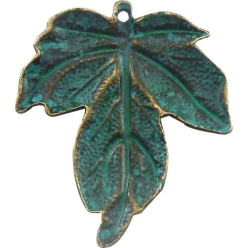 5pieces)Bohemia Metal Maple Leaf Necklace Pendant Alloy Vintage Women Male Bracelet Charms 63*43mm Hanger Jewelry Findings52338