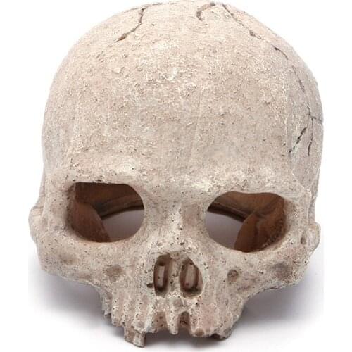 Aquarium Resin Spooky Skull Ornament Cave Vivarium Fish Tank Decoration 5.5 inch