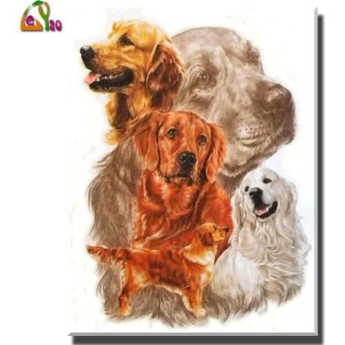 DIY 5D Diamond Painting Golden Retriever Dog Diamond Embroidery Cross Stitch Kits Animal Mosaic Full Round Rhinestone Home Decor