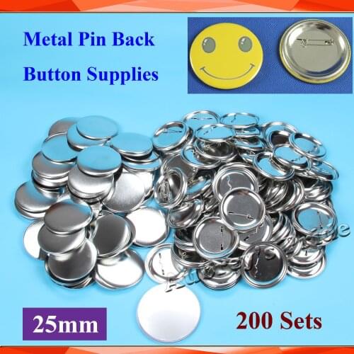 Free Shipping 1" 25mm 200Sets NEW Professional All Steel Badge Button Maker Pin Back Metal Pinback Button Supply Materials