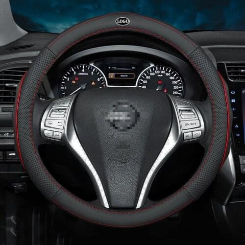 No Smell Thin Car Genuine Leather Steering Wheel Covers for Nissan nismo Almera TIIDA Livina Navara Serena XTrail Accessories