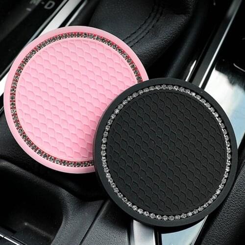 Bling Rhinestone Car Water Cup Bottle Holder Anti-slip Mat Pad Silica Gel Non-slip Insert Coaster Car Interior Accessories