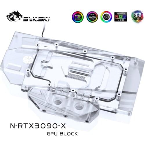 Bykski Water Block use for NVIIDIA RTX 3090 Reference Edition GPU Card / Full Cover Copper Radiator Block /3PIN A-RGB / 4PIN RGB