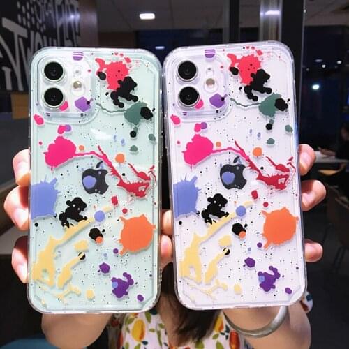 Colorful Graffiti Transparent Case For iPhone 11 Pro Max 12 Mini X XR XS 7 8 Plus SE2020 Fashion Clear Soft TPU Shockproof Cover