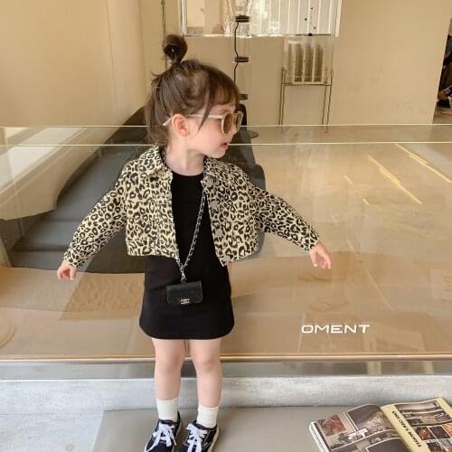 Childrens Suit Girls' Casual Autumn 2021 Leopard Print Long Sleeve Suit Knitted Dress Childrens Korean Two Piece Suit