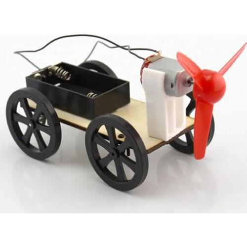 DIY Wind Power Car Model Running Handmade Toys Physical Gizmo Building Blocks Kits Assembled Toy Educational Toy for Kids
