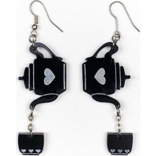 European and American acrylic teapot and small teacup earrings
