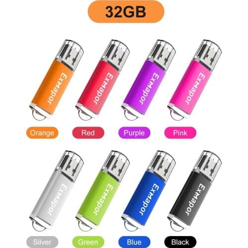 Exmapor 32GB Flash Drive Multicolor 32 GB Thumb Drive Flash Memory Stick Rectangle Jump Drive with LED Light for Data Storage