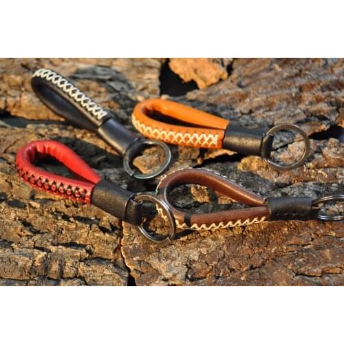 Hand sewing woven vintage leather Key Ring Wallets smart key holder collector housekeeper car key organizer ring