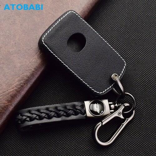 ATOBABI Leather Car Key Case For Mazda 3 Hatchback 2019 2020 2021 CX-5 CX-30 CX-9 4 Buttons Smart Remote Contorl Protector Cover