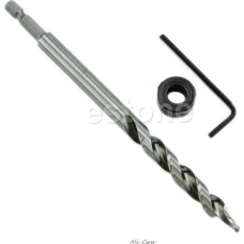 1/4" Hex Twist Step Drills Bits Set for Kreg Pocket Hole Drill Jig Guide 3/8"