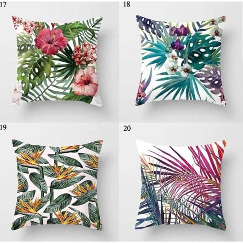 Tropical Plants Pattern Decorative Cushion Cover Pillowcase Polyester Throw Pillow Cover Sofa Decoration Pillowcover 45*45cm