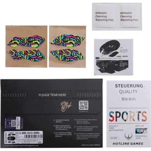 Riginal Hotline Games Mouse Skates Side Stickers Sweat Resistant Anti-slip Grip Tape for logitech G900 G903 [Aurora]