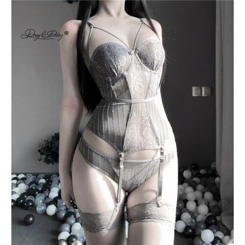 DAVYDAISY Sexy Lingerie Sexy Split Underwire Chest Pad Keel Horse Lace Corset Suit Lace Corset Vest JA072