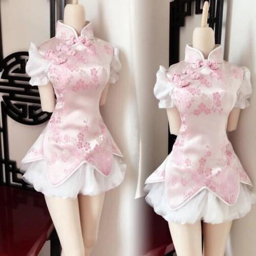 New Chinese style Chinese dress cherry blossom pink skirt 1/3 1/4 SD DD BJD Doll Clothes