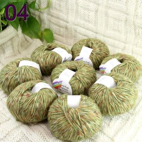 Sale of colorful wool 8ballsX50g thread camel hair color broken dyed line knitted scarf coat line mohair Colorful grass green 4