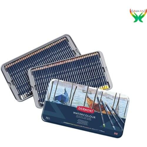 Derwent Colored Pencils, WaterColour, Water Color Pencils, Drawing, Art, Metal Tin,Wooden Box, 12/24/36/48/72color,Multicolor