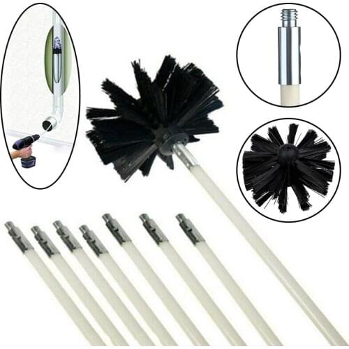 Chimney Cleaner Sweep Inner Wall Cleaning Brush Tool 8 Soft Pipes Flexible Rods Flue Inner Cleaning Tool Kit Fireplace Sweep