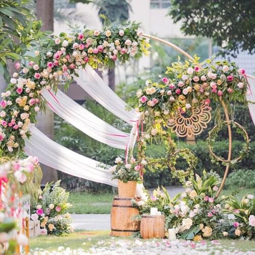 Wedding Arch Metal Circle Background Wrought Iron Shelf Decorative Props DIY Round Party Background Shelf Flower Stand Frame