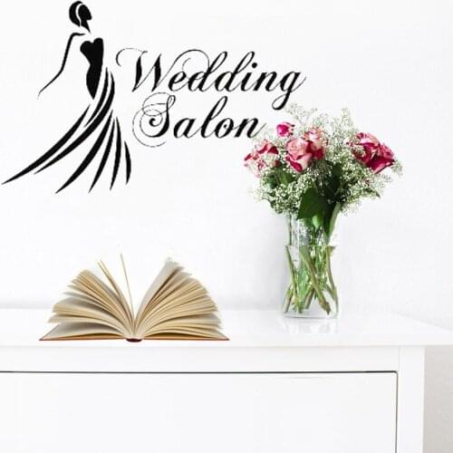 Bridal Shop Wall Sticker Beautiful Wedding Dress Decal Wedding Salon Vinyl Decals Removable Store Window Decoration Creative