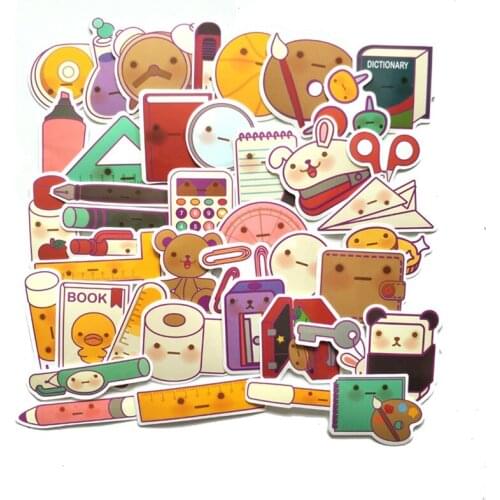 TD ZW Mini 2-3CM 41Pcs Hand Account Cartoon Stationery Rule Stickers Waterproof Laptop Motorcycle Luggage Fridge Phone Sticker