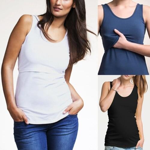 Nursing Tops Breastfeeding Maternity Tank Top Summer Sleeveless Camisole Feeding T-shirt Pregnancy Clothes