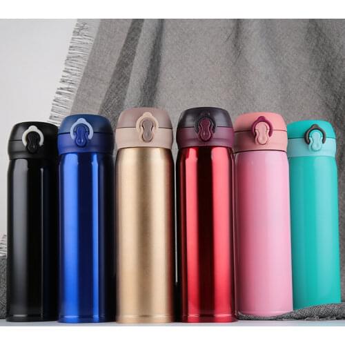 Stainless Steel Vacuum Thermos Cup Bouncing Cover Insulation Water Bottle Ad Gift Cup Vacuum Flasks