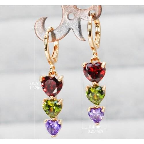 Luxury Bohemian Statement Dangle Earrings for Women Girl Drop Heart Stone Trendy Jewelry Party Wedding Valentines Day Gift