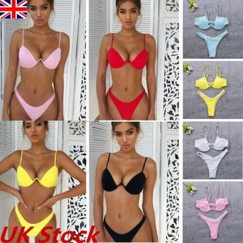 Women Push-up Padded Bra Bandage Bikini Set Swimsuit Triangle Swimwear Bathing