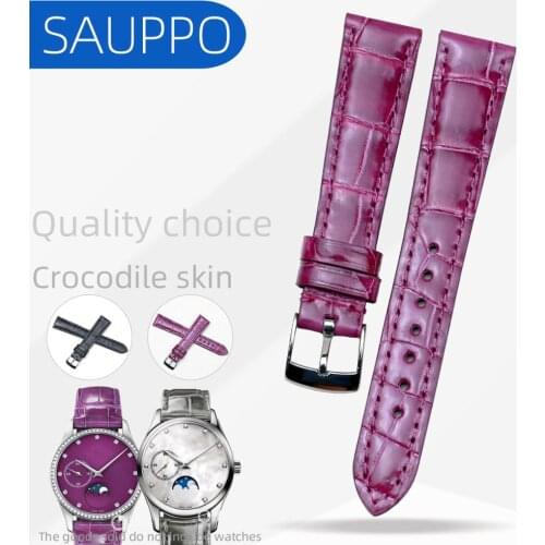 SAUPPO Alligator Skin Leather Watch Belt Women Watch Accessories Genuine Leather Watch Strap suitable For Zenith Captain