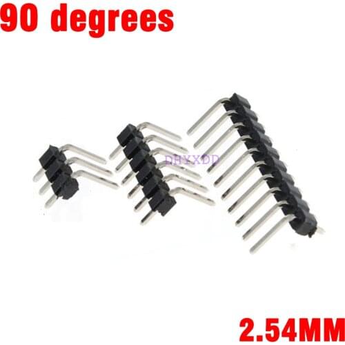 10pcs 1x2/3/4/5/6/8/10/12/40 Pin/P 2.54 Pin Header Single Row Male Header Strip New 90 - Degree Bend The Foot