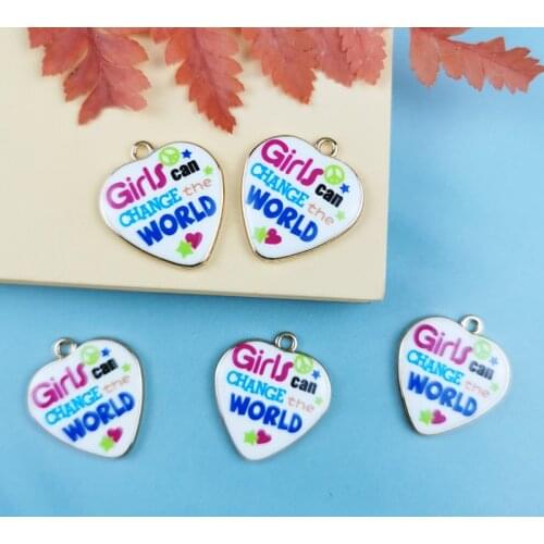 10pcs/lot Fashion Printing Heart Shape Enamel Charms Fit For Jewelry Earring Bracelet Necklace Making Accessories 25*23mm