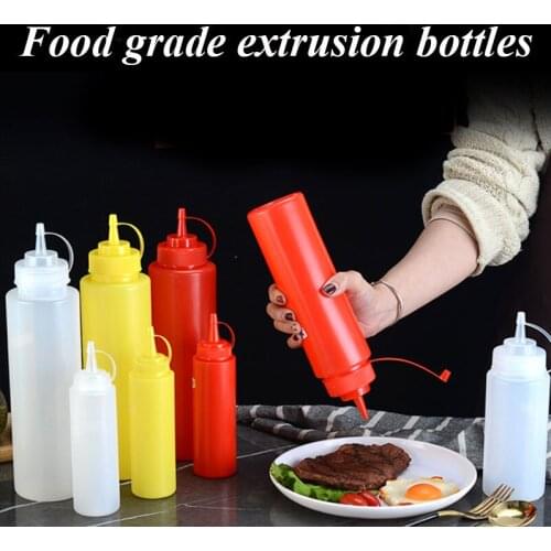 250ml/360ml/450ml Squeeze Condiment Bottles With On Cap Lids Ketchup Mustard Hot Sauces Olive Oil Bottles Kitchen Accessories
