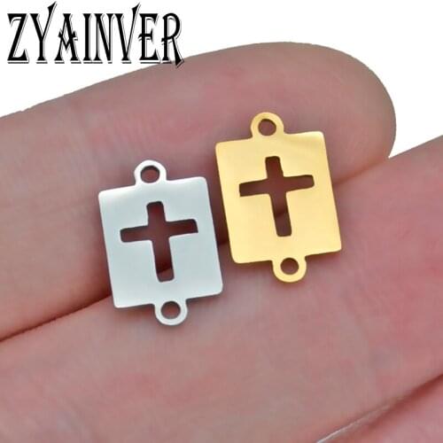 5pcs Stainless Steel Hollow Cross Charms Bracelet Connectors Rectangle Pendant DIY Earring Necklace Jewelry Making Accessories