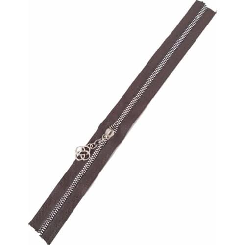 Hooded Zipper 30 cm Silver Metal Dark Coffee