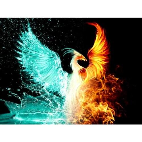 Full Square Drill Diamond Embroidery "Water fire phoenix" 5D DIY Diamond Painting Cross Stitch Kit Mosaic Rhinestone Icon Decor
