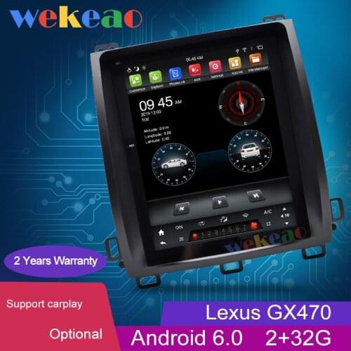 Wekeao Vertical Screen Tesla Style 10.4'' 1 Din Android Car Radio For Lexus GX470 Auto GPS Navigation Car Dvd Player Carplay 4G