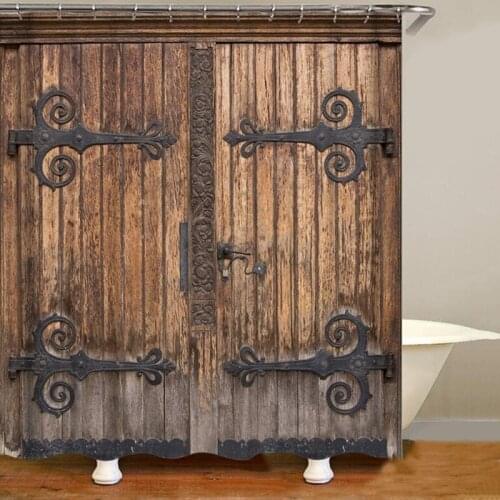 Wood Shower Curtain 180*180Cm Mat Vintage Decorative Waterproof Polyester Fabric Bathroom Curtain Set Home Bath Decor