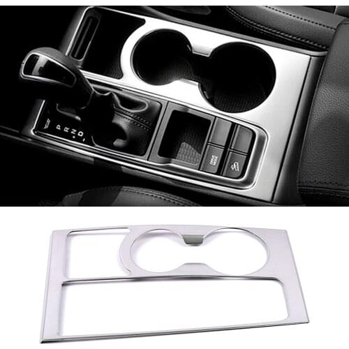 For Hyundai Tucson LHD 2015-2018 Gearbox Gear Shift Panel Frame Water Cup Holder Covers Trim Stainless Steel Decorative Sticker