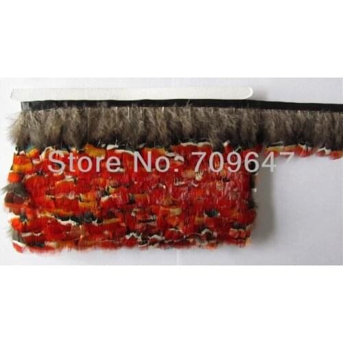 Hot!10Yards/Lot Height 5-6cm Lady Amherst Pheasant Red Trim Fringe ,Feather Lace,Feather Decoration,Feather Trim