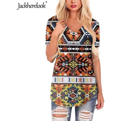 Jackherelook Vintage African Ethnic Floral Print Casual Short Sleeve Top Woman Blouse Summer Ladies CLothing Large Size Shirts