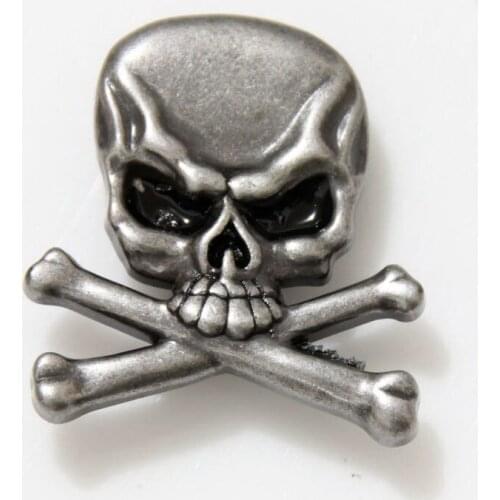 KB708) 10pc Cowboy Decor Skull Crossbones Button Antique-Silver Leathercraft