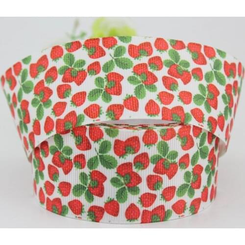 Cartoon Fruit Strawberry printed grosgrain ribbon 38mm 10 25 50 yards sewing DIY accessories cake wrap band wedding ribbons