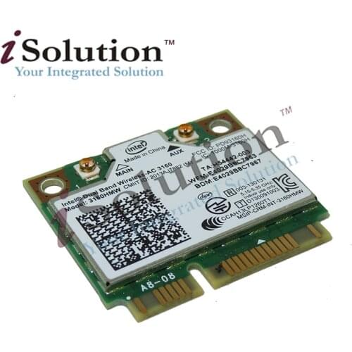 Mini PCI-e Wifi Wireless bluetooth laptop card Dual Band 2.4ghz 5Ghz For Intel 3160 3160HMW 802.11ac Wireless AC + Bluetooth 4.0