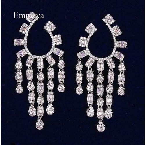 Emmaya Fashion Statement Vintage Tassel Big Dangle Bohemian Earring With Cubic Zircon For Female Party Female Jewelry 2020