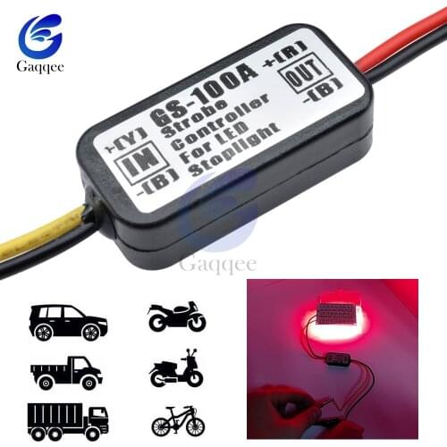 12-24V Brake Light Flash Controller Module GS-100A Flash Strobe Controller Flasher Module For Car LED Brake Stop Light Lamp