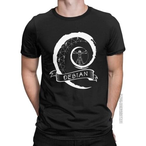 Men Debian Linux Computer T Shirts Pure Cotton Clothes Casual Classic Short Sleeve Crew Neck Tee Shirt Big Size T-Shirt