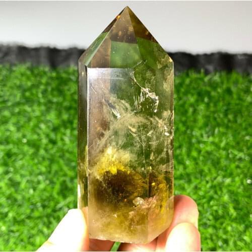 Natural smoky citrine quartz obelisk crystal wand point healing 60-70g