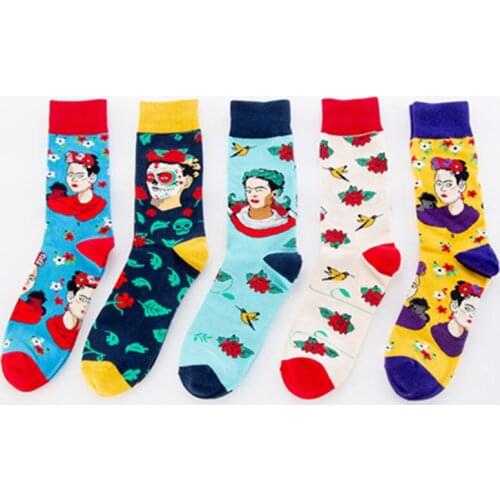 New shelves cotton personality fashion Indian woman pattern mens socks Harajuku designer funny cute novelty winter Chaussettes